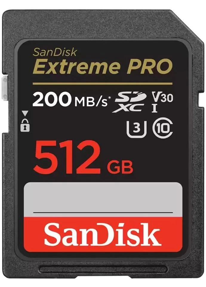 Карта пам'яті SD 512GB C10 UHS-I U3 R200/W140MB/s Extreme Pro V30 SanDisk (393475897)