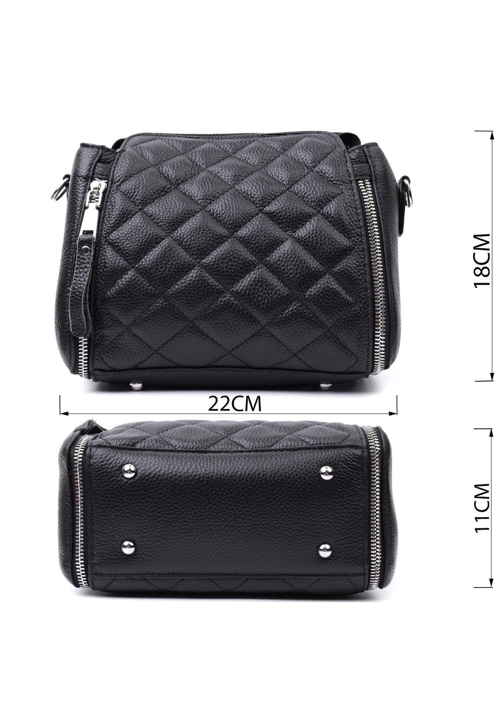 Трендова сумка для жінок у ромби з натуральної шкіри 22667 Чорна Vintage (297993054)