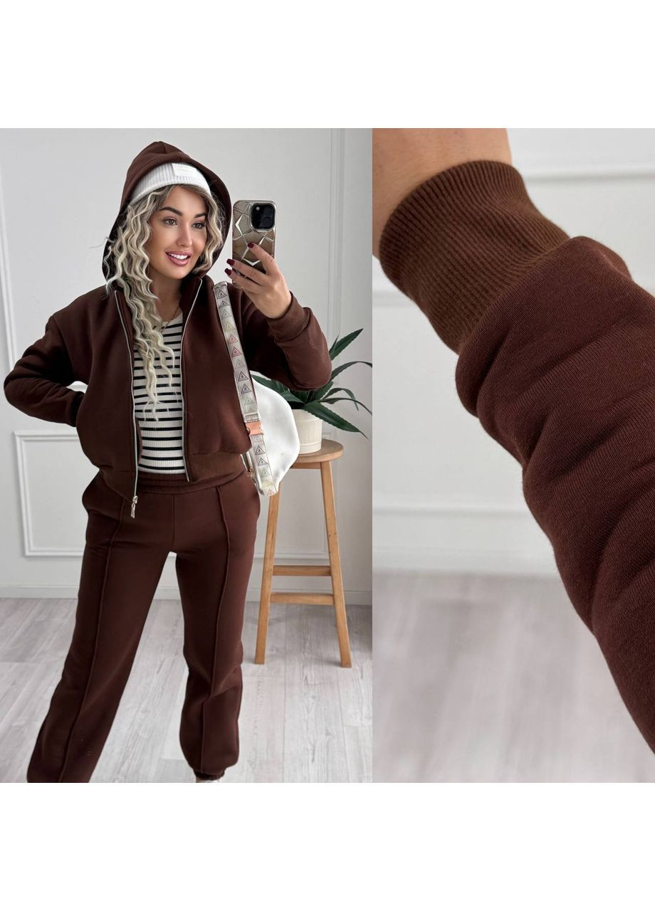 Костюм 006 дорога тринитка пенье Туреччина на флісі,штани та кофта на блискавці з капюшоном Україна (367930622)