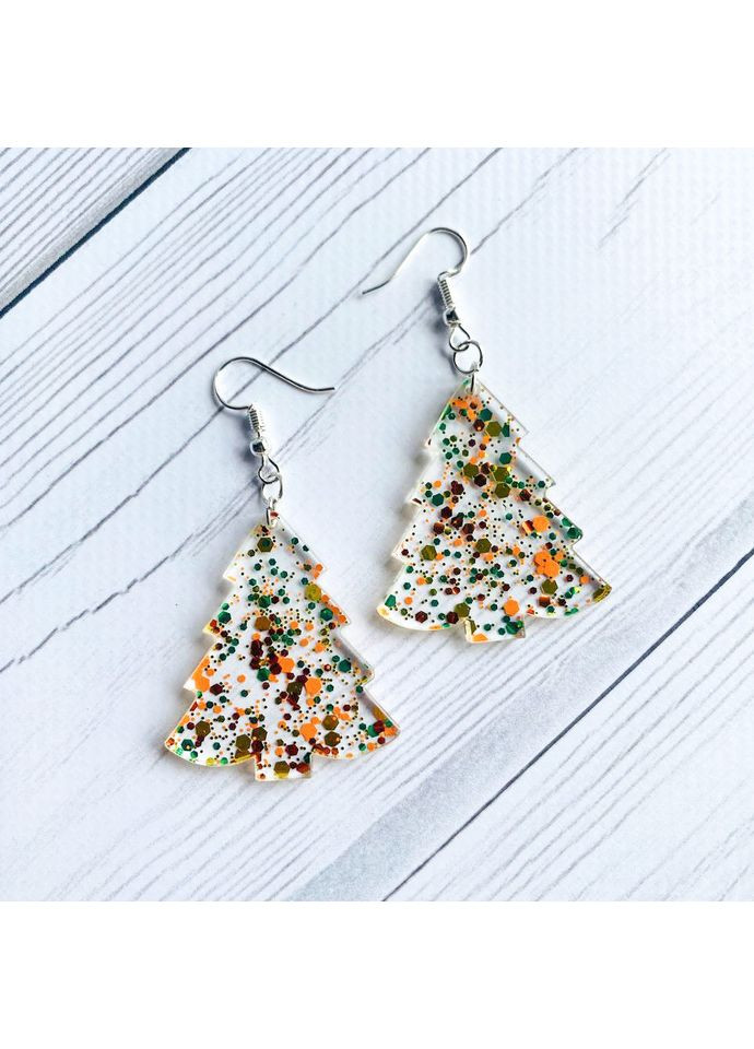 Серьги Ёлочка с зелёно-золотыми блёстками CASE CONTROL (360691861)