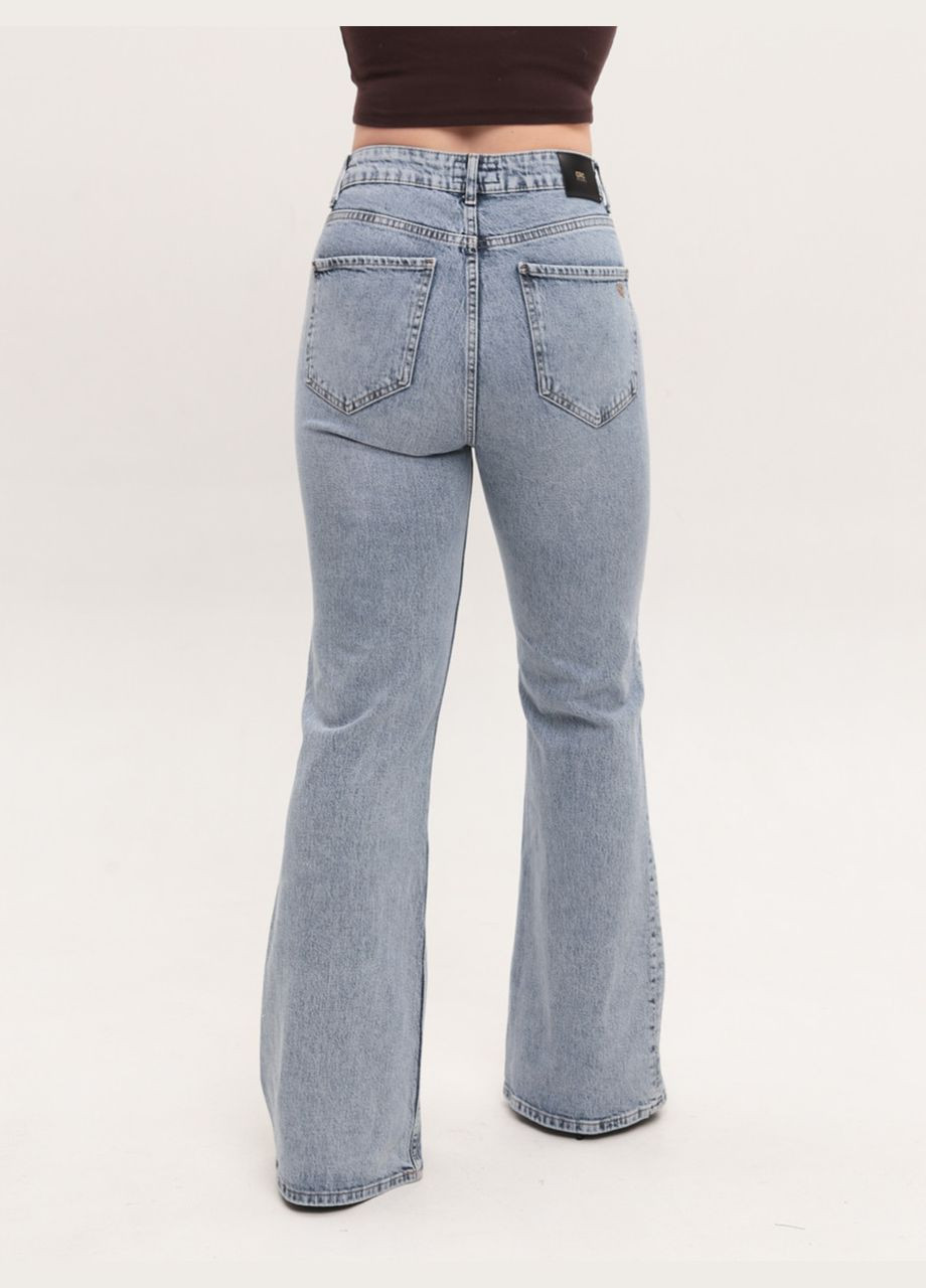 Джинси жіночі блакитні клеш з високою посадкою Клеш Cracpot - (329694166)