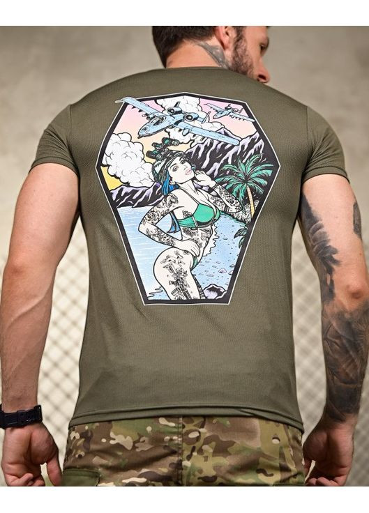 Тактическая мужская футболка с принтом олива No Brand (349508209)