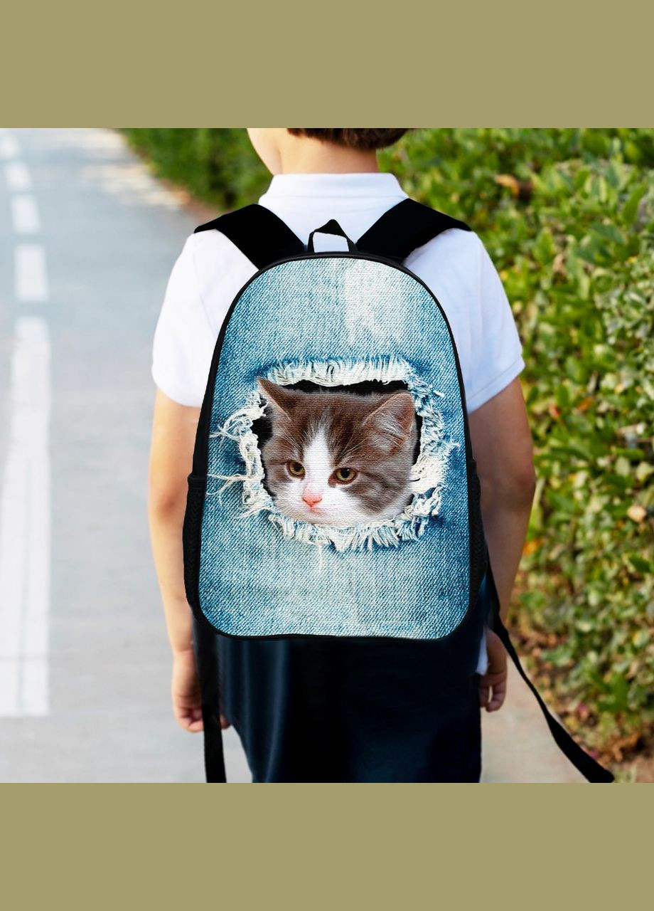 Рюкзак детский с котом 34х27 см, городской ранец с котиком для мальчика, девочки. No Brand (306438242)
