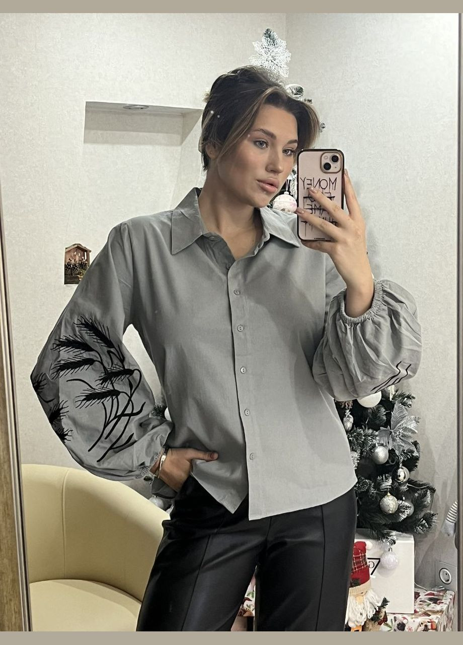 Жіноча вишиванка Колоски сіра ESQ 5094 (303898889)