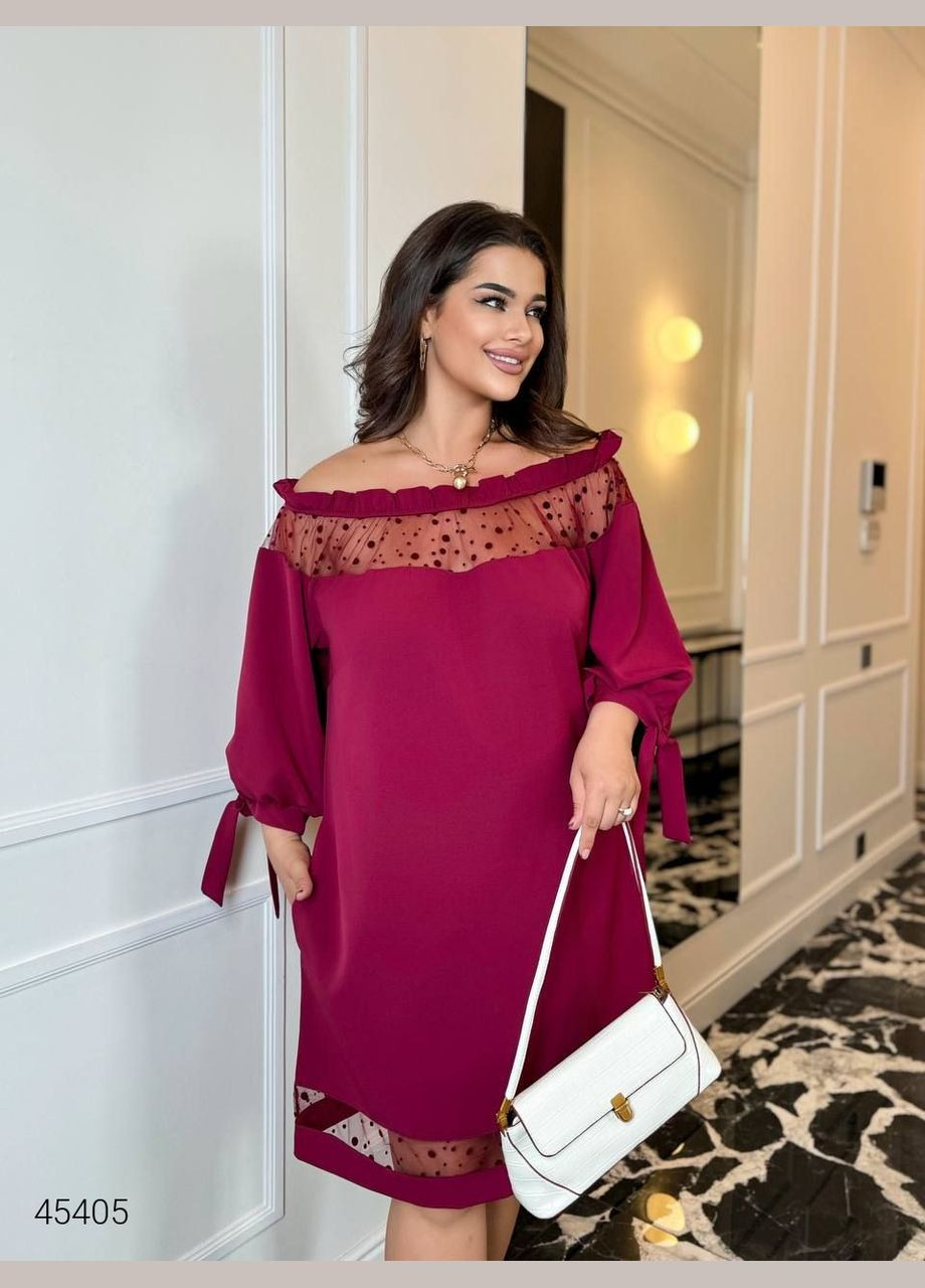 Бордова вечірня вечірня сукня з відкритими плечима з відкритими плечима Liton