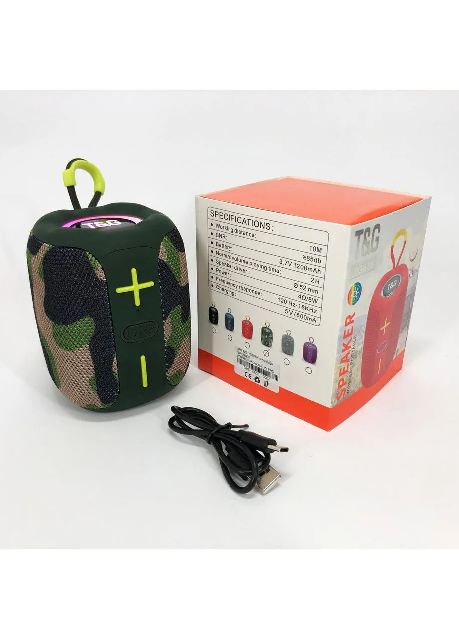 Портативна Bluetooth колонка TG658 8W з RGB підсвічуванням, Гучна блютуз колонка. Колір: камуфляж TG (386147722)