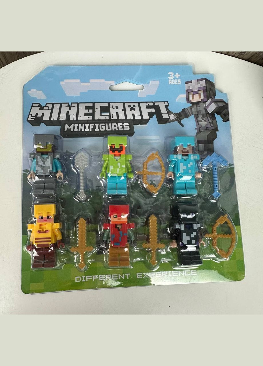 Фигурки герои набор Майнкрафт с оружием, набор фигурок в коробочке Minecraft Diy (332211908)