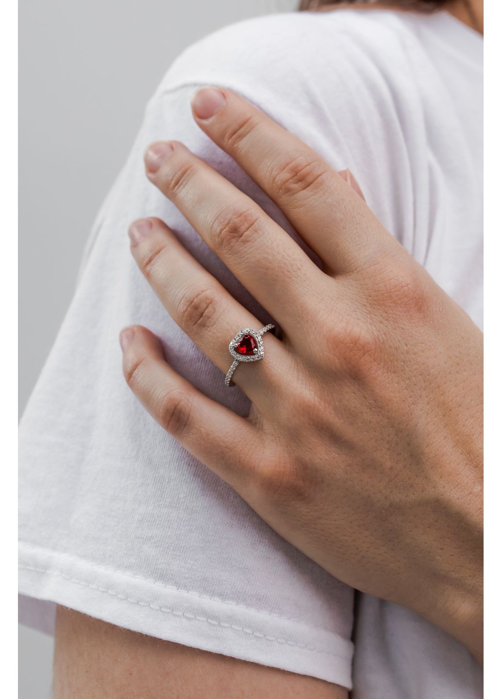 Кольцо серебряное Сердце красное 536к, размер No Brand (362193969)