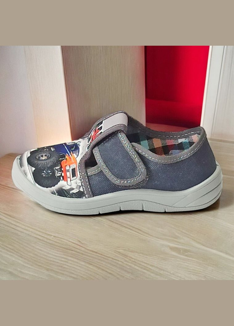 Серые ортопедические тапочки на липучке для мальчика сменная обувь в садик сменка валди Waldi