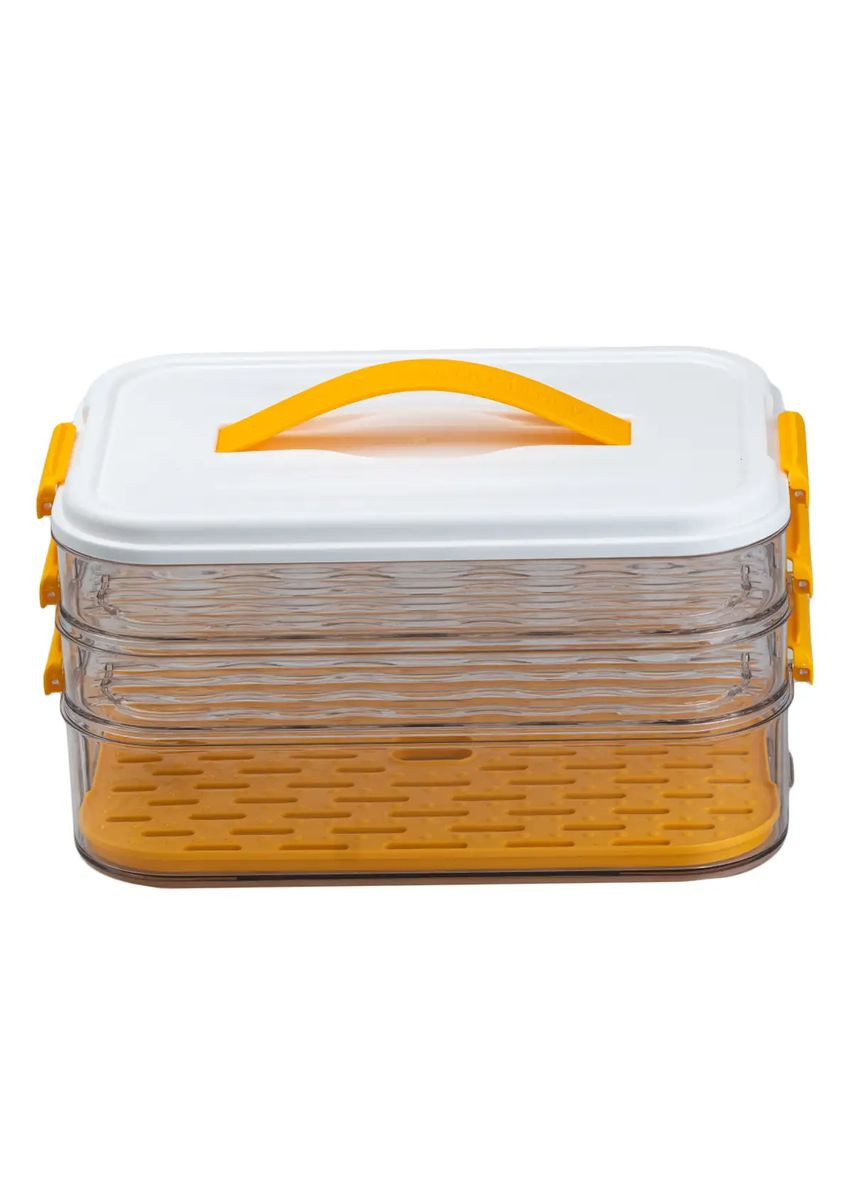 Контейнер для хранения и замораживания продуктов трехъярусный 32* 21* 16,5 см, оранжевый Happy Life (331768888)