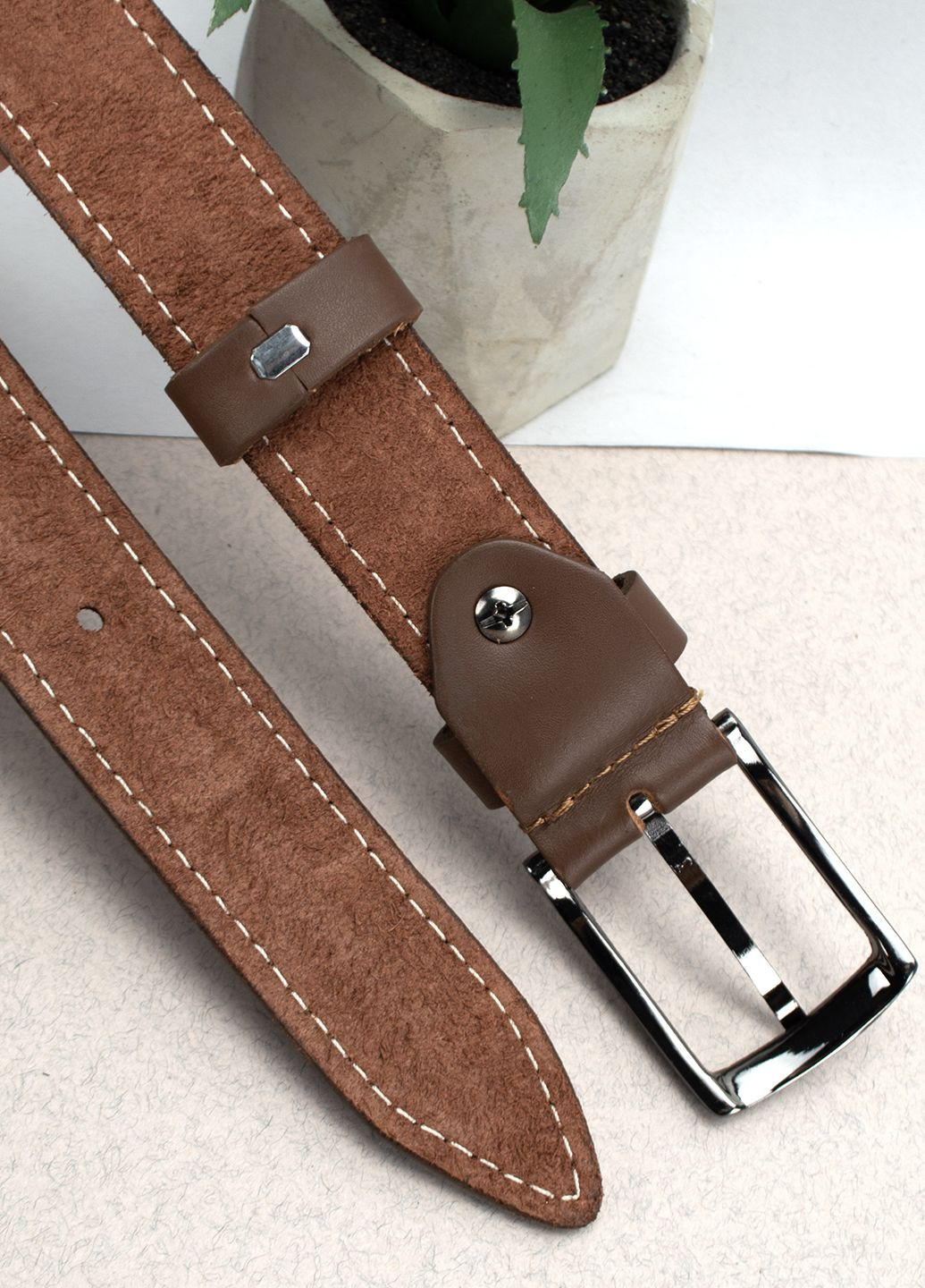 Ремень женский коричневый кожаный HC-3059 (125 см) под джинсы и брюки HandyCover (294944145)