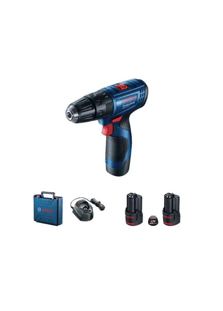Акумуляторний дриль-шурупокрут GSB 120-LI (12В, 10 мм, 30 Нм, 2 Агод) ударний + 2АКБ зарядний пристрій кейс (25612) Bosch (329742748)