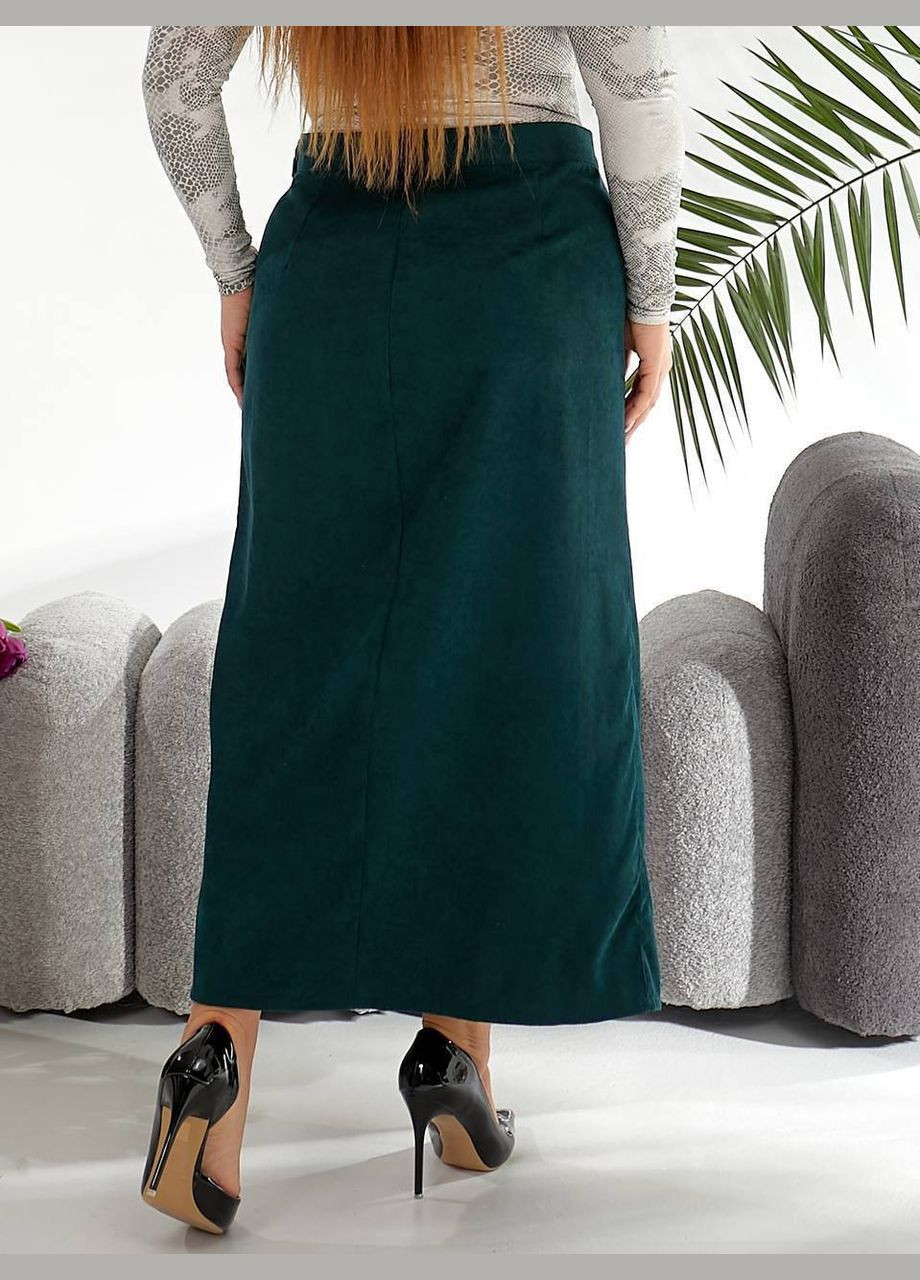 Зеленая повседневная, офисная, кэжуал однотонная юбка женская длинная Style Point