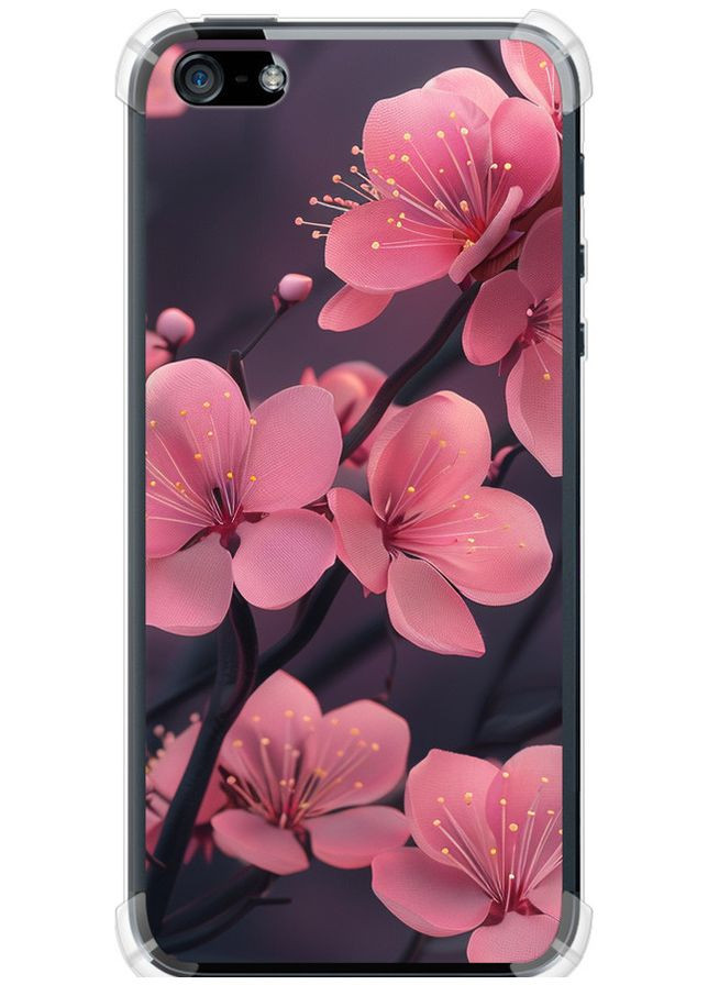 Силикон с усиленными углами чехол 'Пурпурная сакура' для Endorphone apple iphone 5s (293153377)