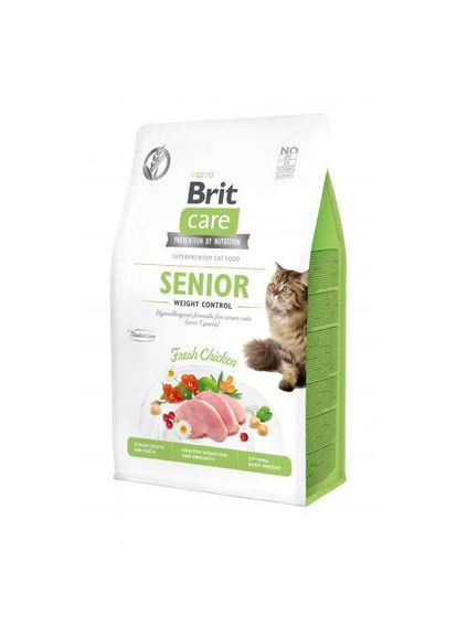 Сухий корм Cat GF Senior Weight Control для котів похилого віку з надмірною вагою, курка, 400 г Brit Care (322874495)