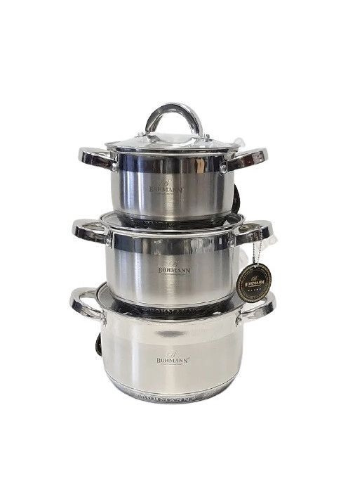 Универсальный набор кастрюль с крышками BH-0715 из нержавеющей стали с антипригарным покрытием Bohmann (297330876)