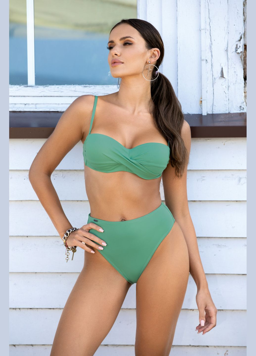 Зеленый демисезонный купальник раздельный (бюстгальтер,трусики) Etna