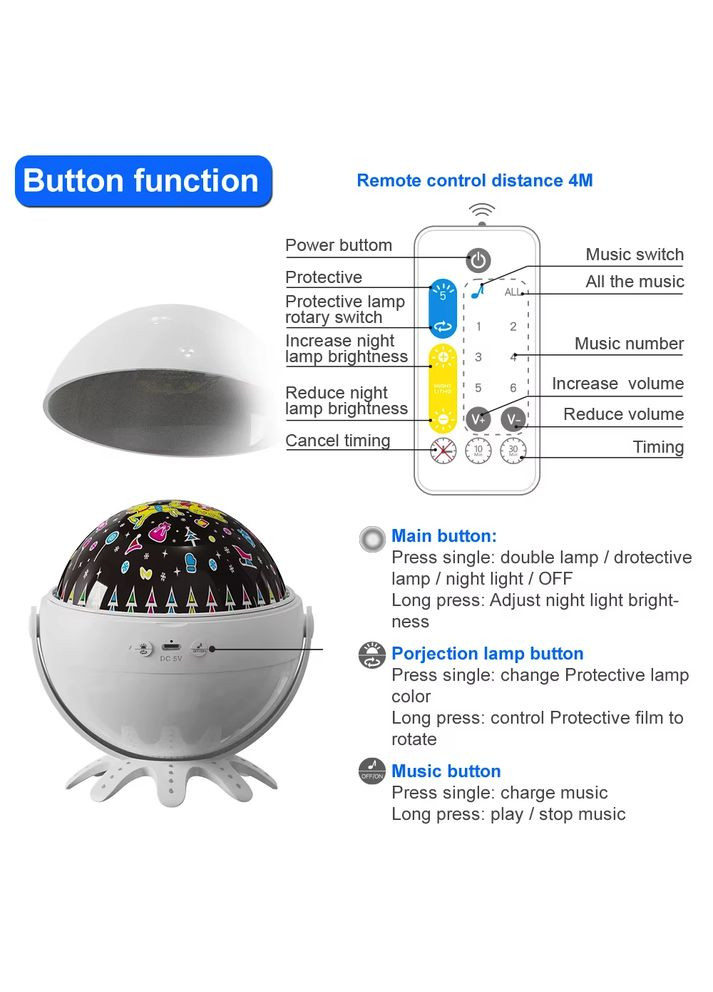 Аккумуляторный ночник-проектор F5, White Octopus Lamp VHG (334305129)