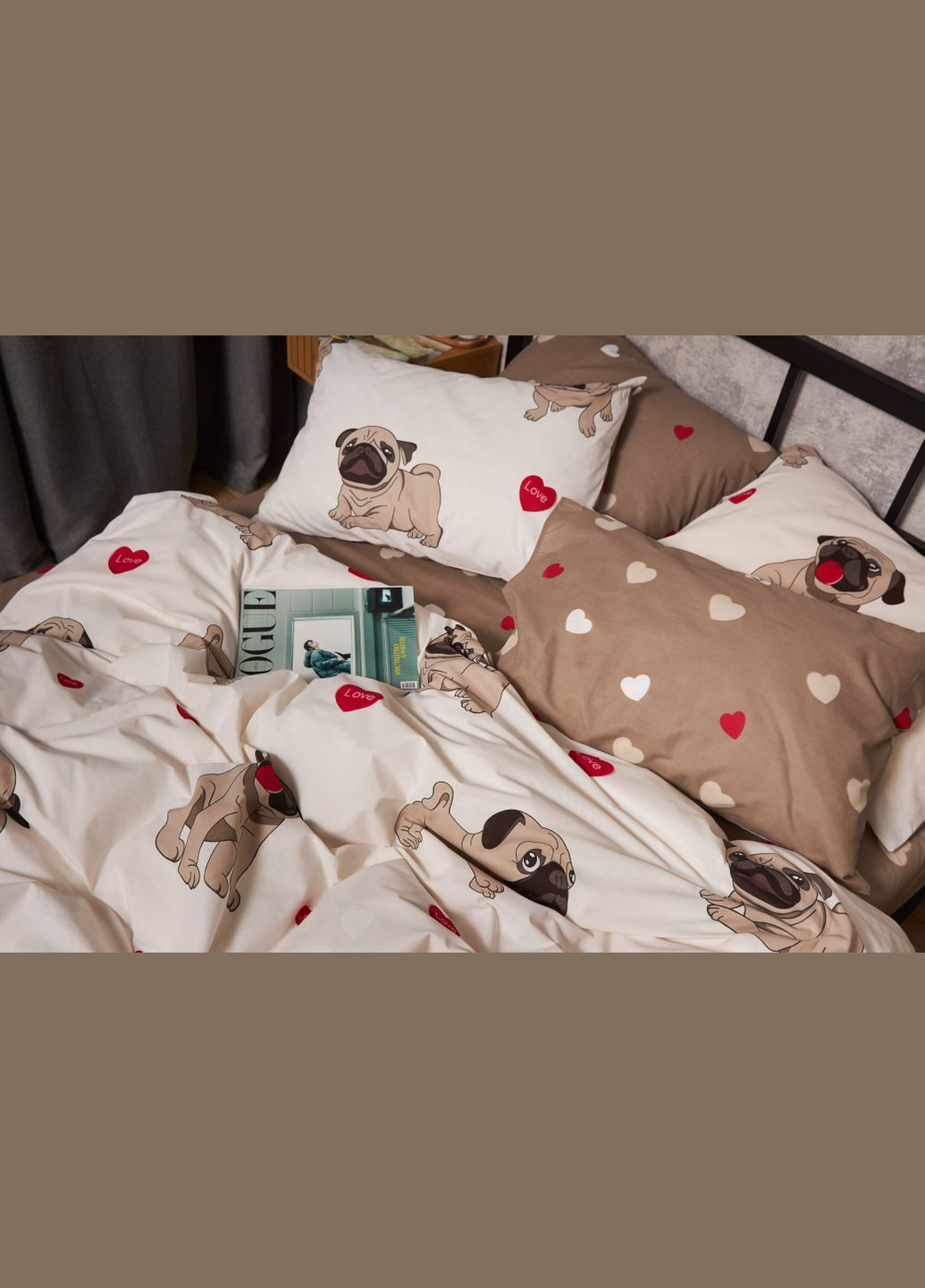 Комплект постельного белья Бязь Gold Люкс «» евро 200х220 наволочки 2х70х70 (MS-820005717) Moon&Star Bulldog Love (302973949)