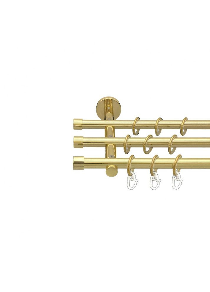 Карниз Заглушка металлический трехрядный цилиндр (20 см) гладкая труба Золото 16\16\16 мм 240 см (00-00014665) ORVIT (300284304)