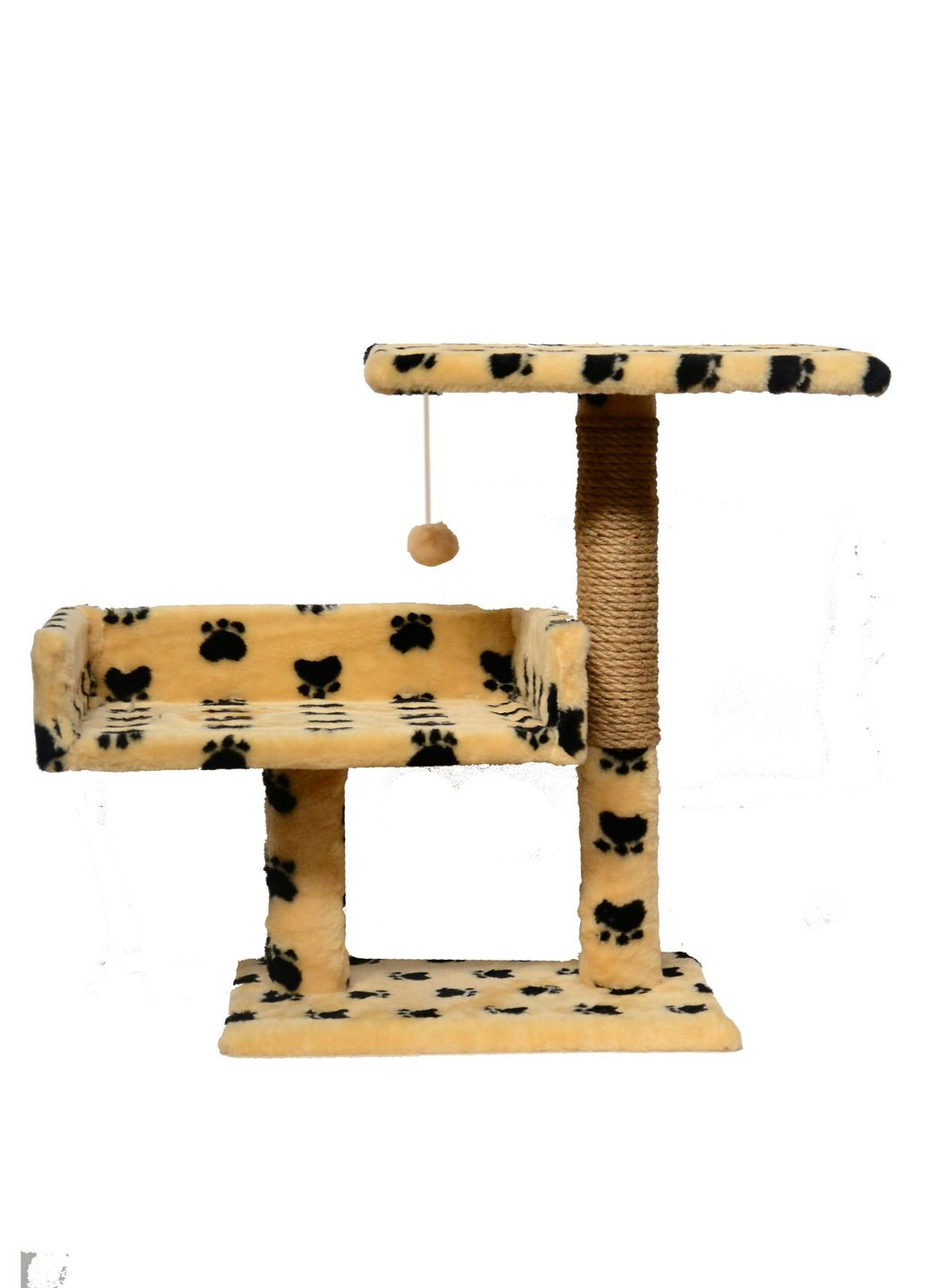Когтеточка Пушистик з диваном 2 поверхи Бежева з лапками 30х38х50 см (4820216670356) Пухнастики (315638033)