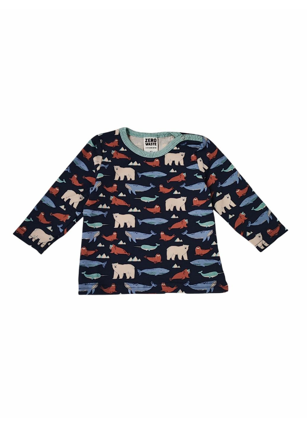 Темно-синий демисезонный повседневный лонгслив Green Cotton с рисунком