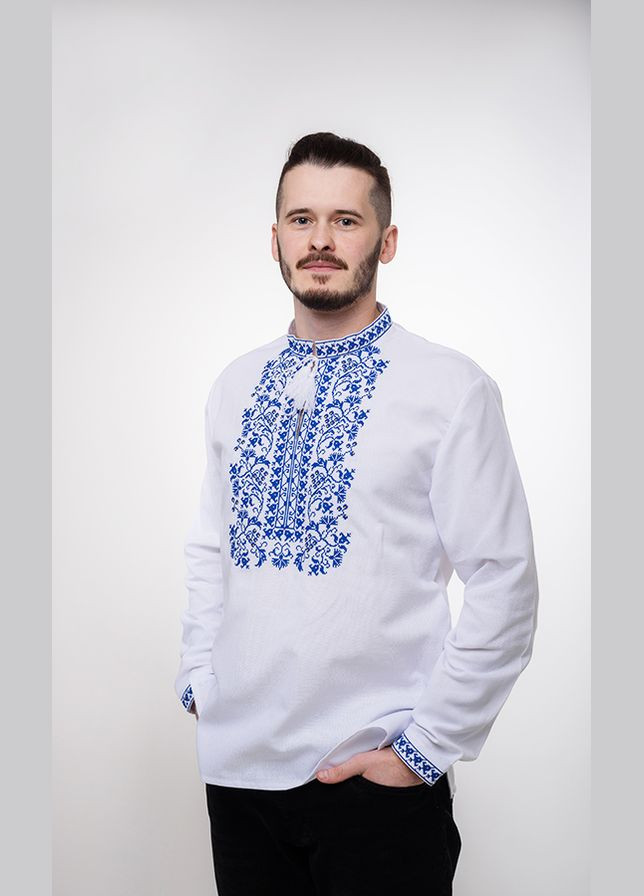 Белая мужская вышиванка vishivano4ka прямой хлопок (305697399)