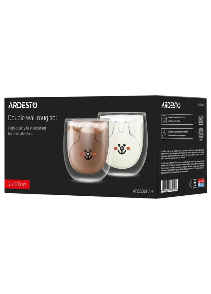 Набор низких стаканов с двойным дном Animals AR2630BAR 300 мл 2 шт Ardesto (335715932)