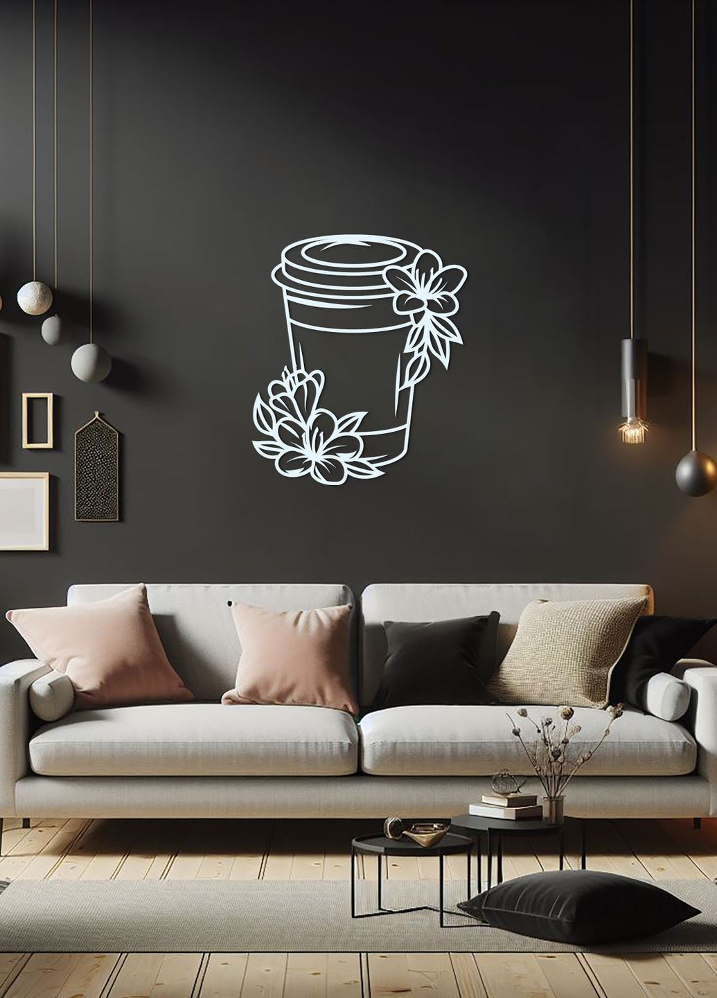 Настенный Декор в комнату, интерьерная картина из дерева "Кофе с собой", стиль минимализм 20х23 см Woodyard (291882445)