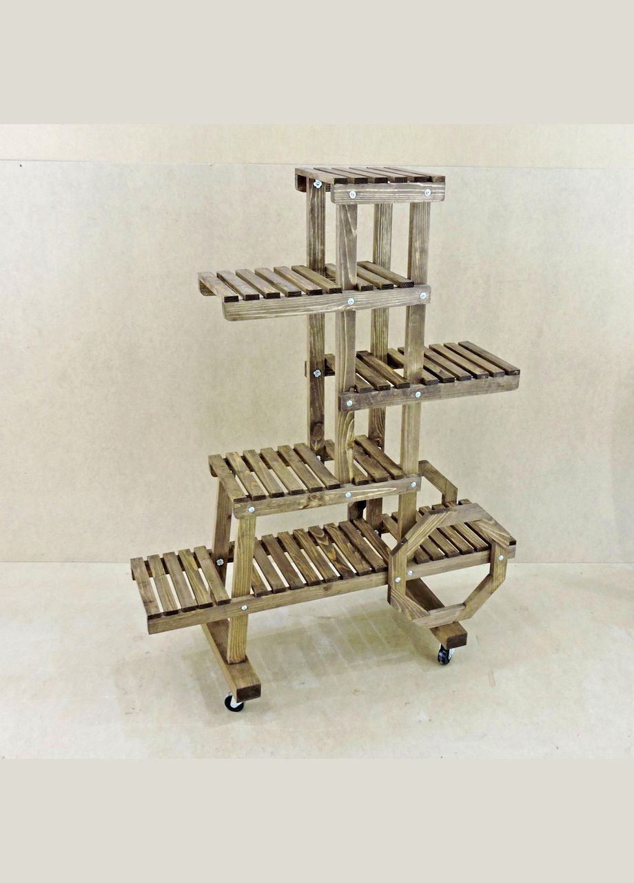 Подставка для цветов из дерева Мулино на колёсиках капучино (ЦВТ-018809) No Brand (328227475)