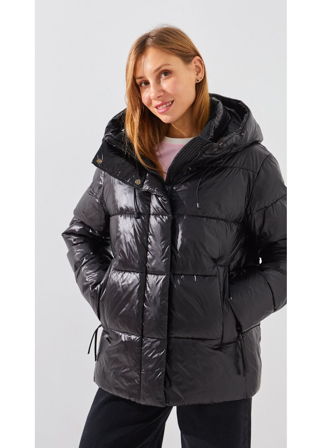 Черная зимняя куртка однотонная женская m505 черный shop (2000999154973) On me