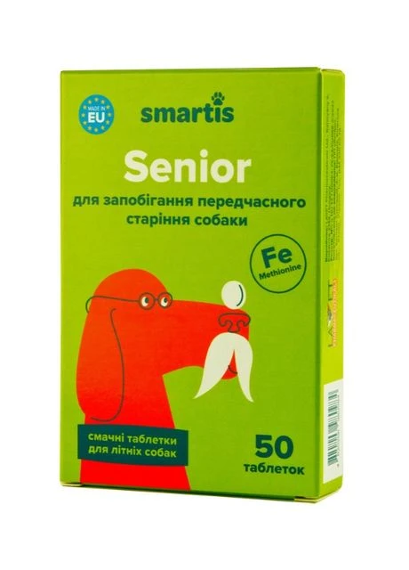 Дополнительный корм Senior с метионином и железом для собак 50 таб (4820206980984) Smartis (363612901)