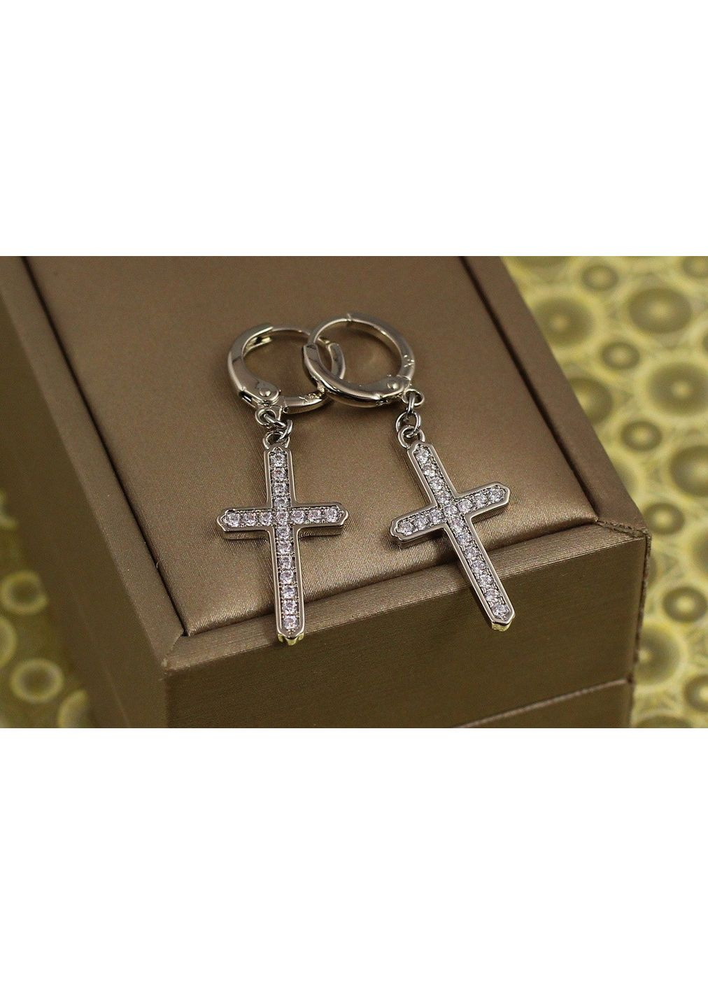 Серьги подвески крестики родившихся сияние 3,8 см серебристые love-shopping Xuping Jewelry (354659331)