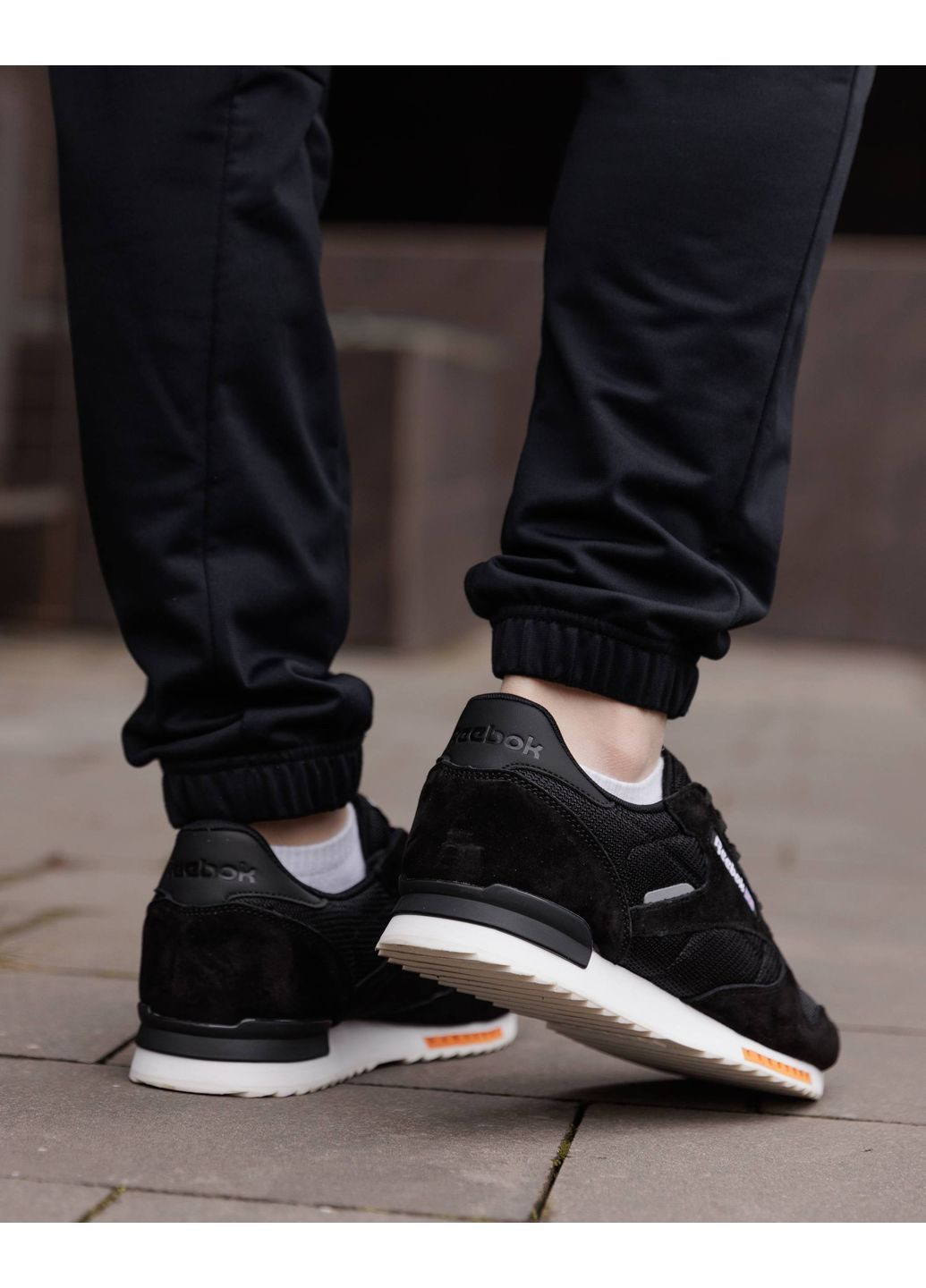 Чорні всесезон reebok classic super leather black white (копія) No Brand