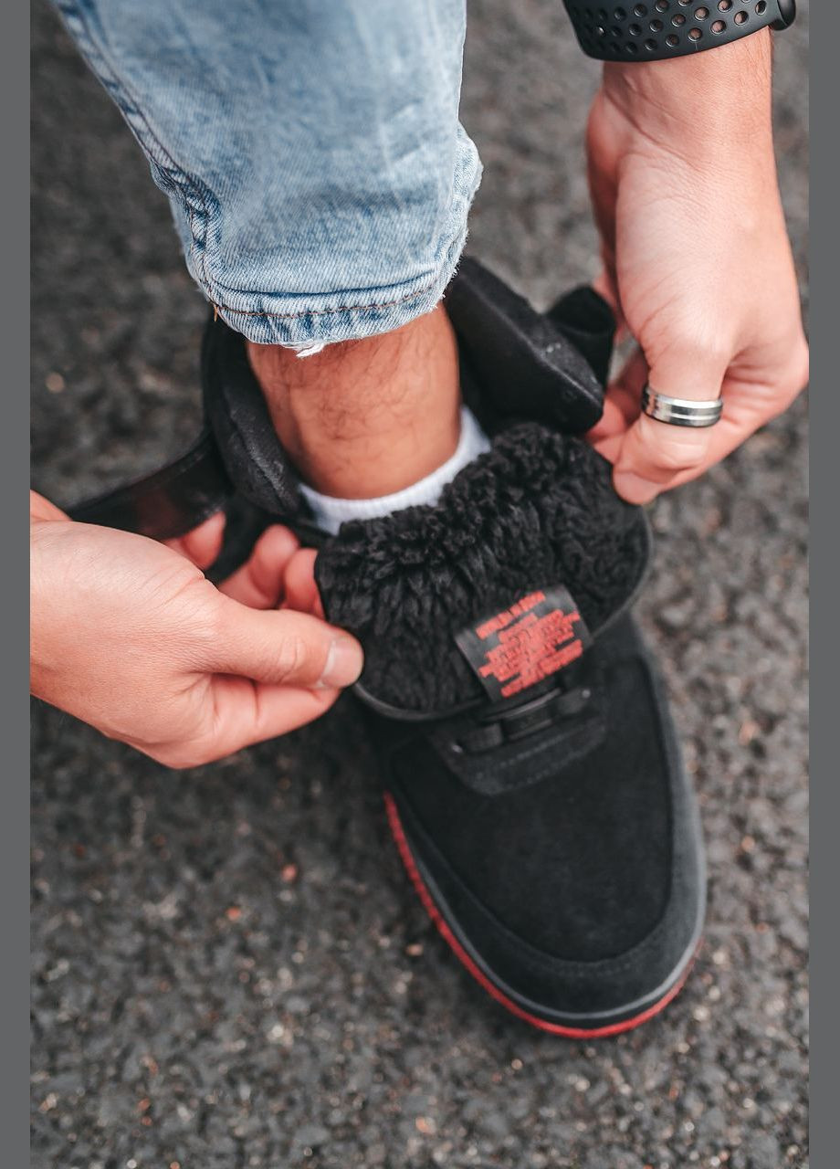 Черные зимние кроссовки зимние мужские nike air force 1 winter high black fur | найк аир форс 1 высокие черные с мехом No Brand