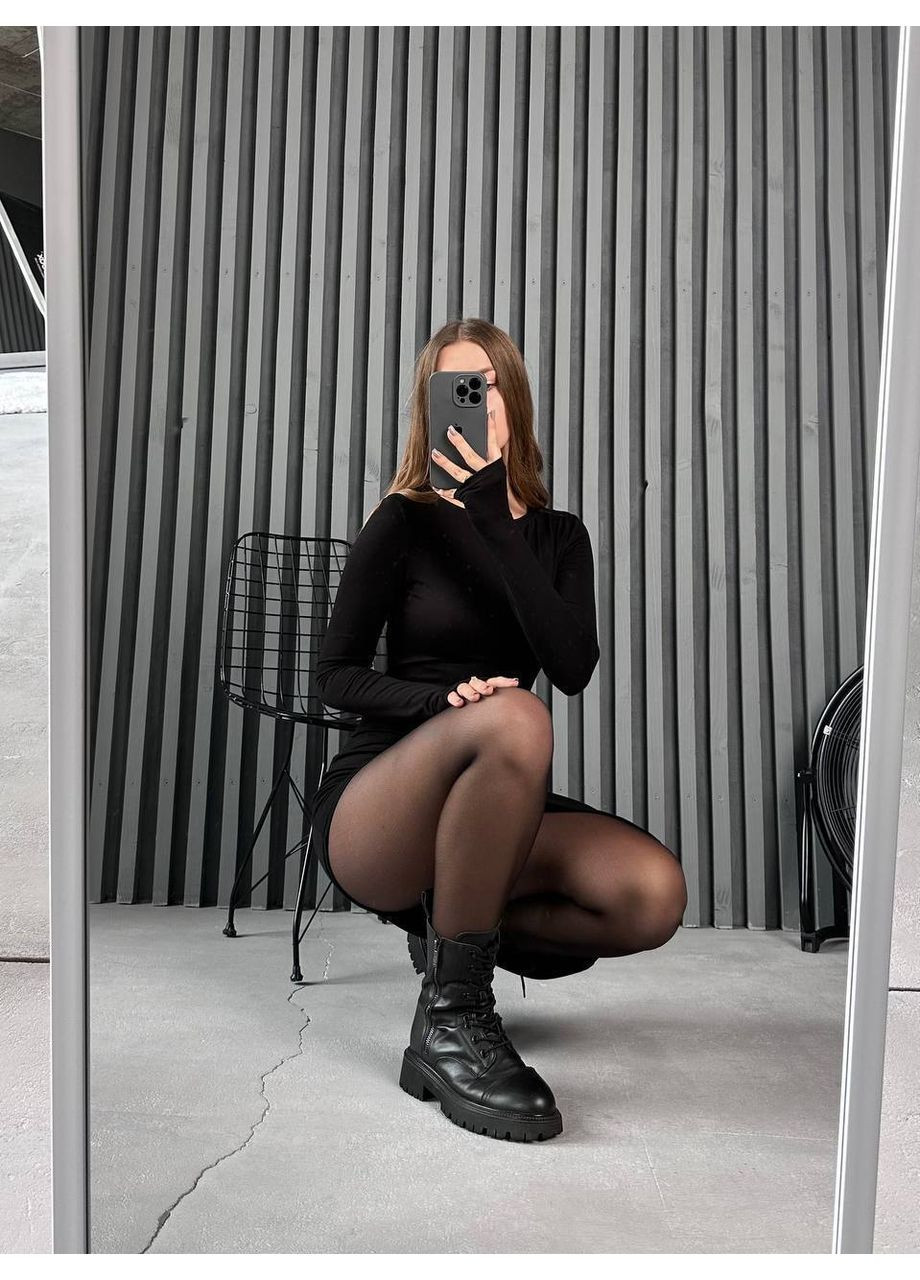 Чорна вечірня вишукана жіноча сукня з вирізом на ніжці — елегантність та жіночність 🌹 (замір в описі) Vione однотонна