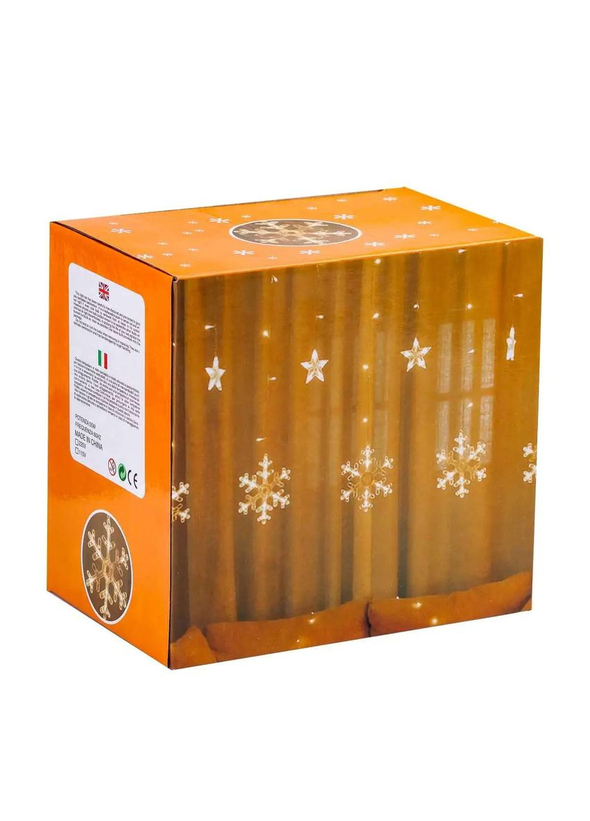 Гірлянда-штора Зірки та сніжинки розмір 3*0,9 м 10 фігур, жовтий GarlandoPro 1733068Y No Brand (339054101)