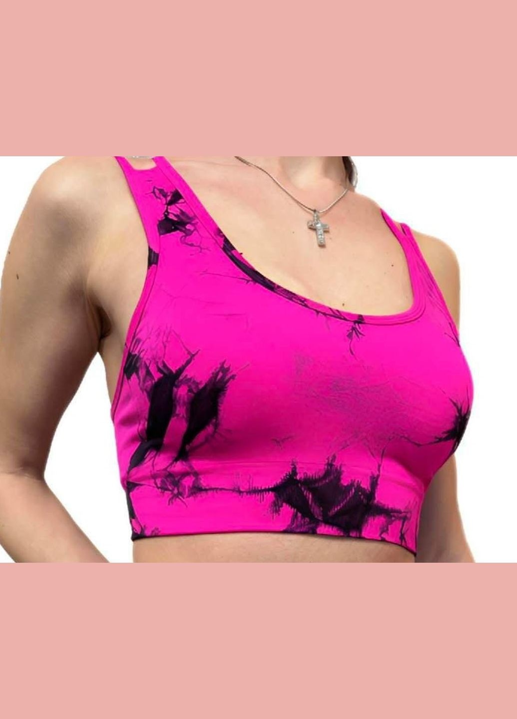 Топ женский спортивный на бретелях 18977 S розовый мрамор Fashion (338812102)