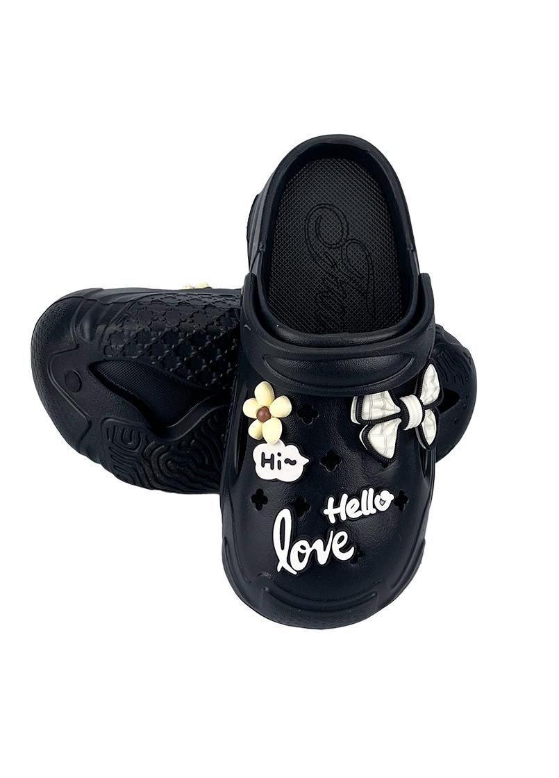 Женские кроксы на платформе с джибитсами черные 10830-1 Sanlin (318815583)