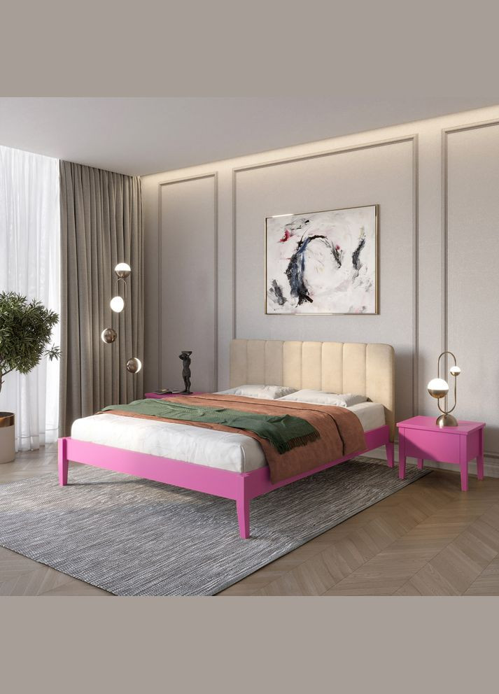 Двоспальне дерев'яне ліжко Лондон ДК (S2060R30B)/Аляска 23 (Бежевий) Б1 140х190 см (MBG-6523) Mebigrand (368280776)