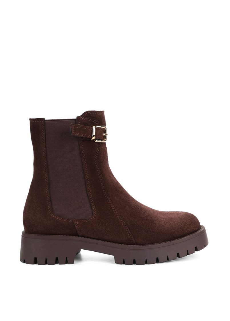 Осенние женские ботинки 021 1549 коричневый велюр Attizzare тканевые