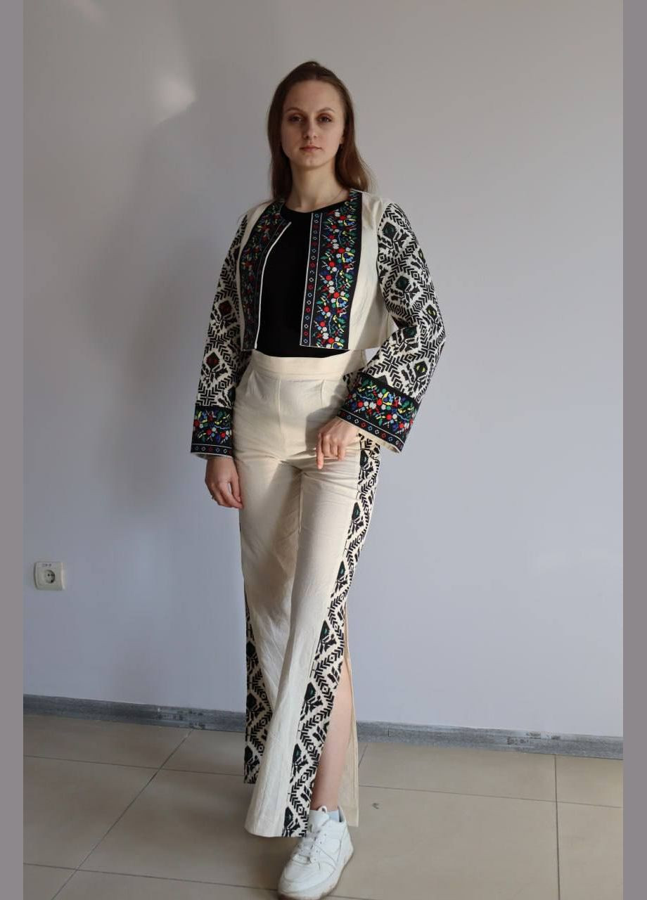 Женский костюм "Борщевка" с вышивкой - традиционная украинская одежда из хлопка (XS, S, M, L) MOTYV (325710993)