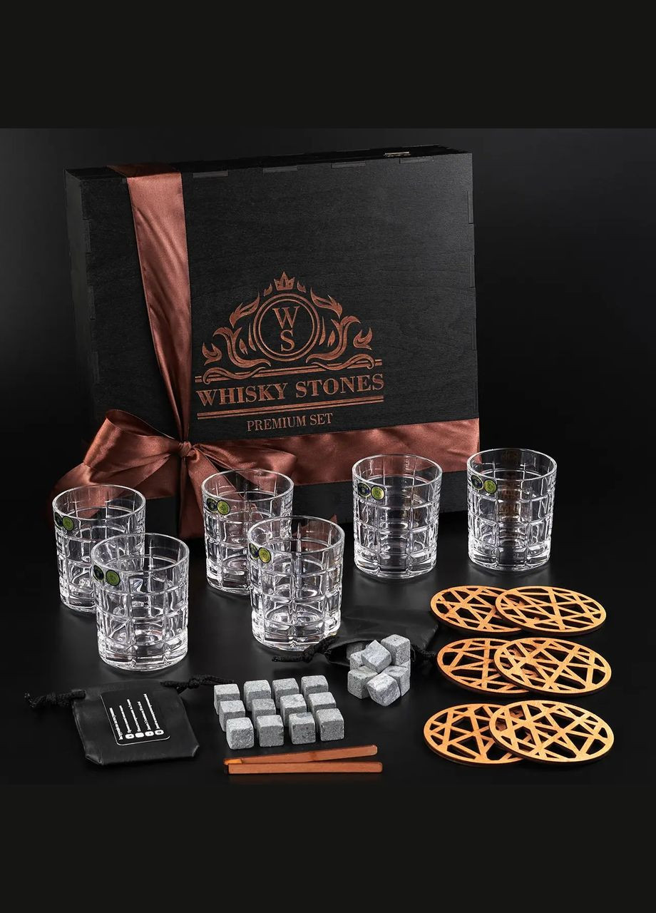 Набор для виски с гравировкой и шестью бокалами Bohemia Timesquare 320 мл Handmade WS607 (345646779)