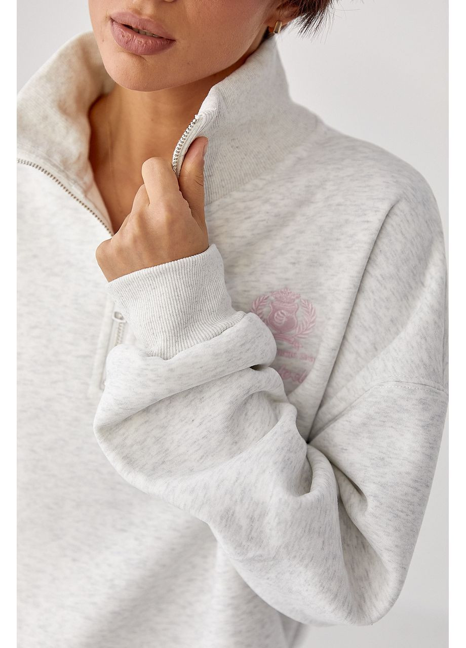 Утепленный спортивный костюм с джогерами и свитшотом - светло-серый цвет Lurex (364967685)