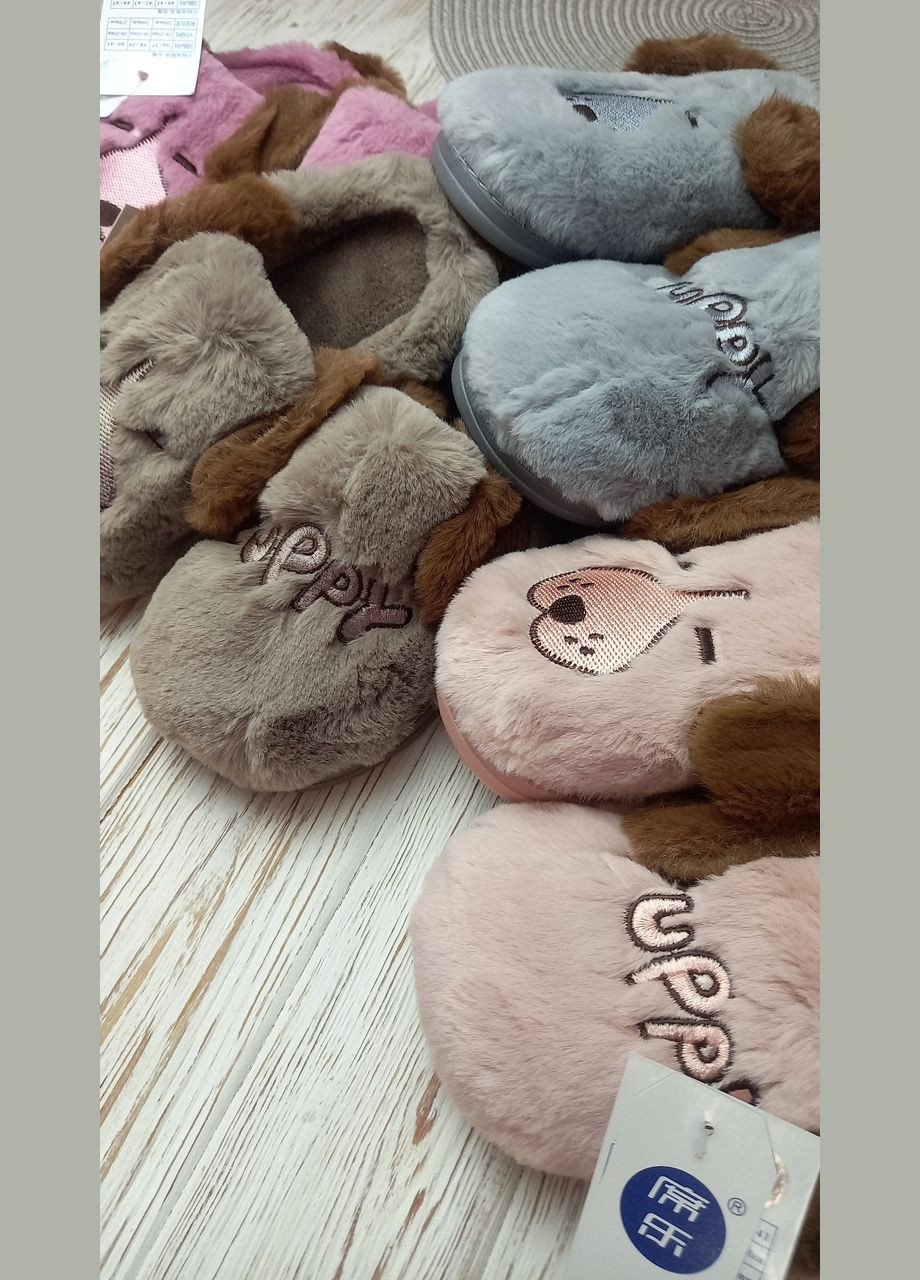Фиолетовые детские тапочки на меху No Brand