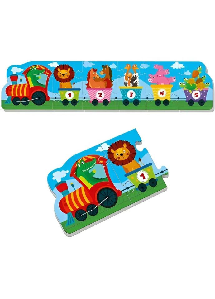 Мягкие развивающие беби пазлы "Веселый поезд" VT1106-95, 6 пазлов Vladi toys (316264580)