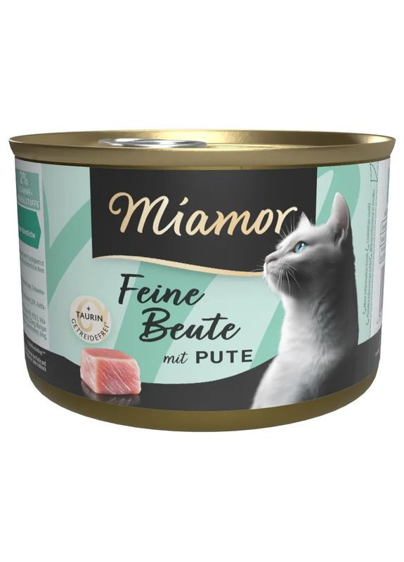 Натуральный влажный корм с индейкой для кошек Feine Beute Pute 185 г Miamor (369164264)