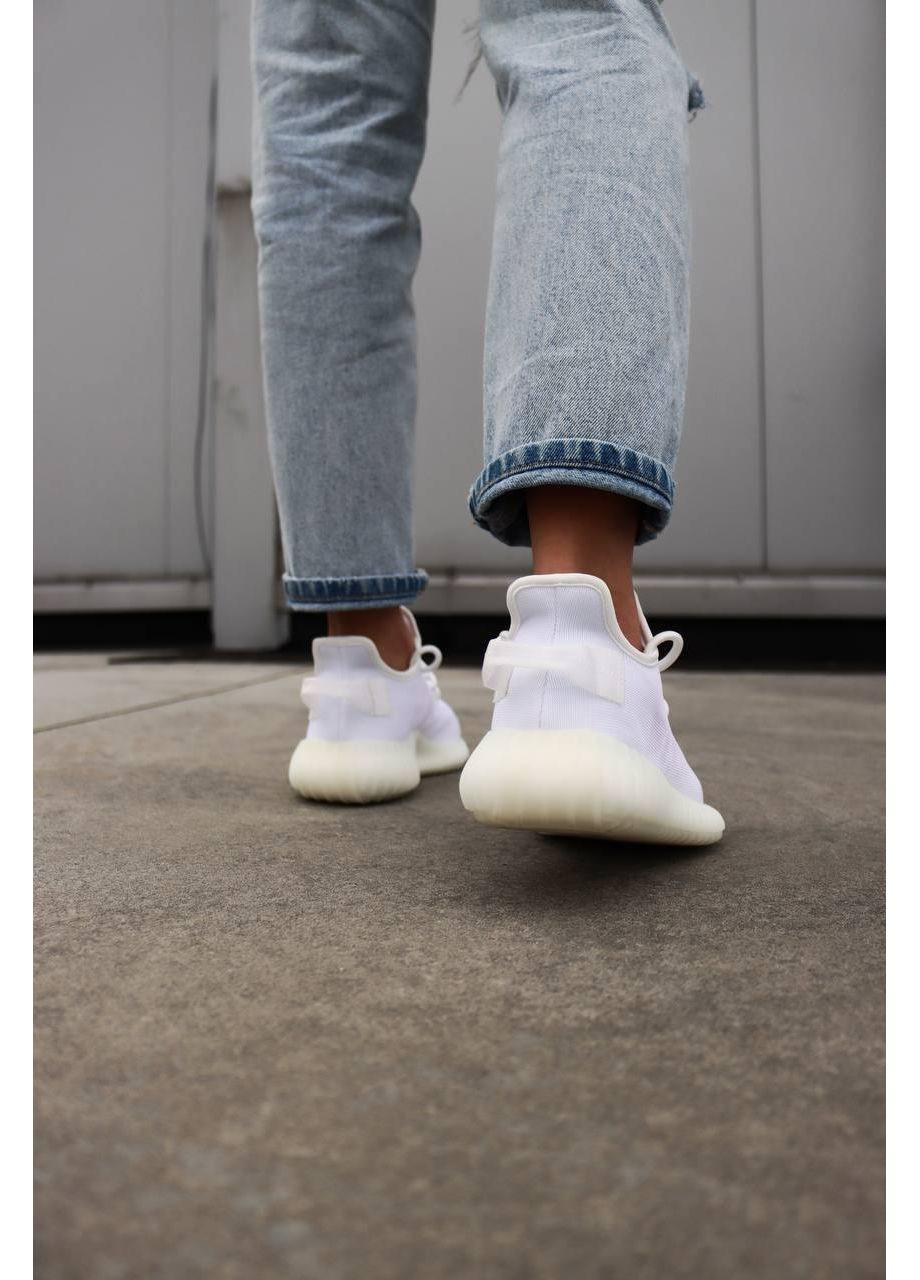 Білі Осінні кросівки чоловічі adidas yeezy boost 350 v2 mono white адідас ізі буст No Brand