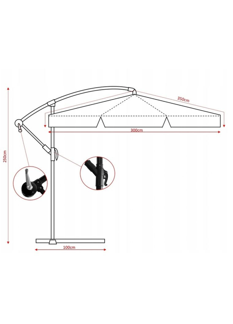 Парасолька садова EMPOLI 350см сіра+ Основа садової парасольки Di Volio (301538521)