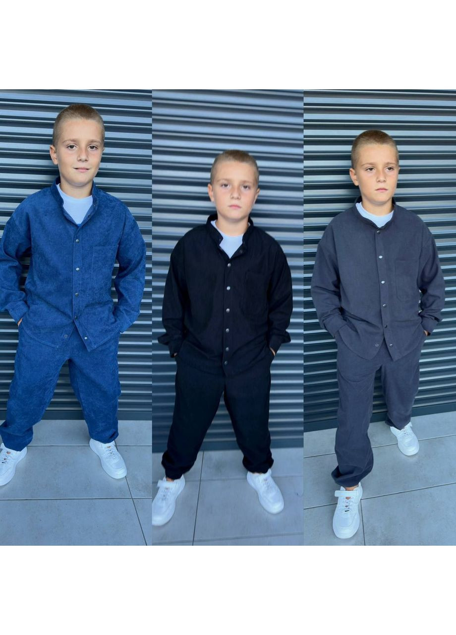 Чорний костюм мікровельвет хлопчик No Brand